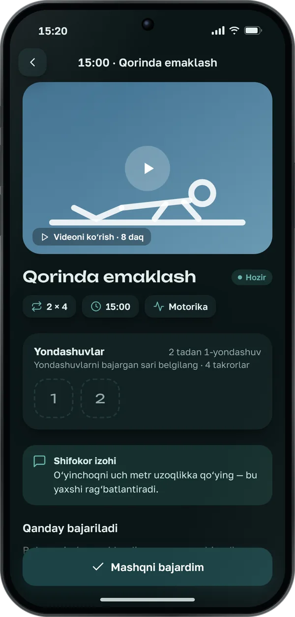 Video va bajarilganini belgilash